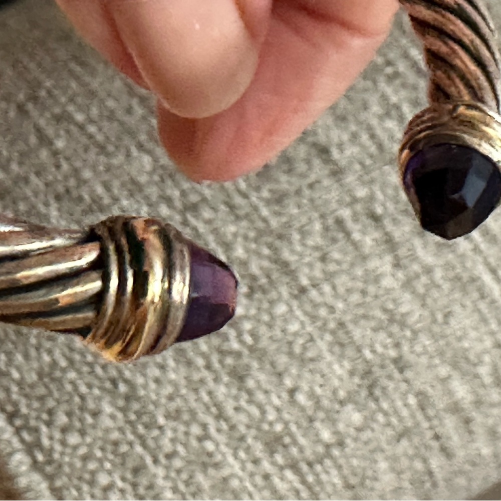 David Yurman cable classic cuff bracelet with Amethyst stones - Picture 4 of 16